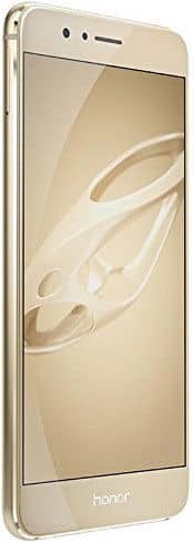 Huawei Honor 8 smartphone front view, champagne gold, displaying abstract cream-colored pattern on screen