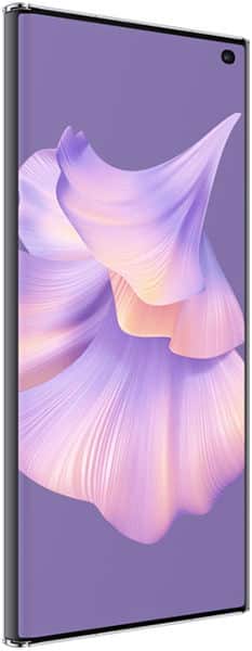 Front view of Huawei Mate Xs 2 with nearly bezel-less display, slim profile, and front camera cutout at top right.