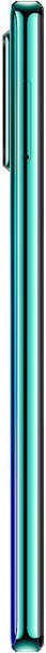 Huawei P30 smartphone, rear view, in emerald green with vertical camera module and side button visible