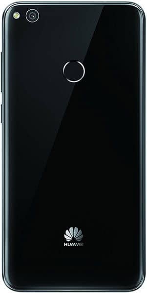 Huawei P8 Lite (2017) rear view, black glass back with camera and fingerprint sensor