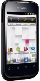 Huawei U8651S smartphone front view, displaying home screen with app icons and widgets