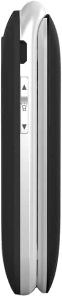 iSheep SF220 folding phone, side view showing black exterior with white center panel and control buttons