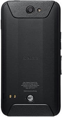 Kyocera DuraForce XD rear view showing black textured back panel with camera, branding, and speaker grille