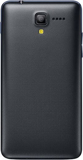 Kyocera Hydro Reach rear view, black smartphone with textured back, camera lens, and yellow accent button visible