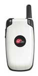 Kyocera Oystr KX9d flip phone, front view, white and black exterior with external display