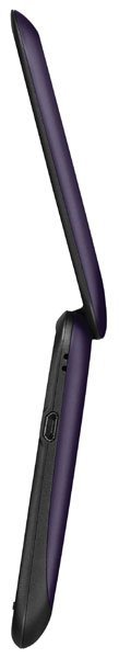 Kyocera S2100 flip phone in black, shown open from the side with antenna extended upward