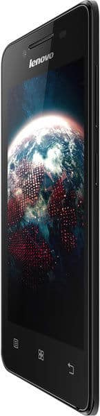 Lenovo A319 smartphone displayed at an angle, showing the screen with a glowing Earth image and interface buttons at the bottom