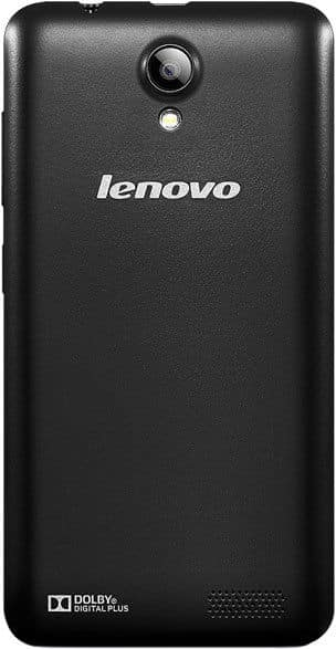 Lenovo A319 smartphone, rear view, showing black textured back with camera and Lenovo branding