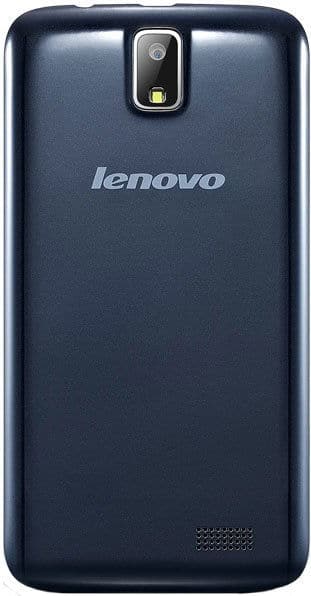 Lenovo A328 rear view, dark blue phone with camera and speaker grille visible