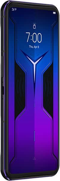 Lenovo Legion Duel 2 gaming phone front view with blue and purple gradient display showing time 7:00 and lock screen interface