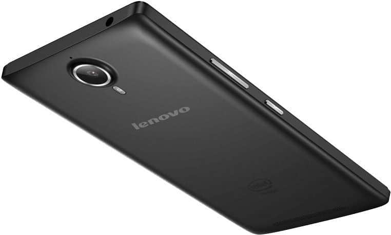 Lenovo P90 smartphone, rear view, showing black body with camera and branding