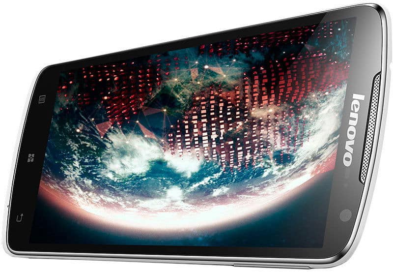 Lenovo S920 smartphone, front view, displaying Earth with atmospheric visualization on screen