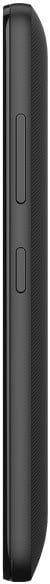 Lenovo Vibe B side view, showing black textured back panel with volume and power buttons