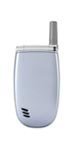 LG 3300 flip phone, front view, silver with small screen and external antenna