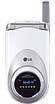 LG 5550 flip phone, front view, with small external display and camera lens visible