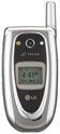 LG 6190 flip phone, front view, closed position with silver clamshell design