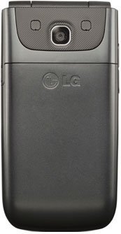 LG A341 phone, rear view, showing camera lens and LG branding on dark gray casing