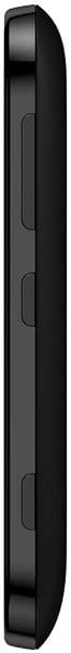Nokia Lumia 510 side view, black smartphone with curved edges and control buttons along the spine