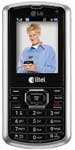 LG Banter front view, black candybar phone with small screen displaying a photo, numeric keypad below