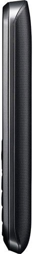 LG C195 candybar phone, front view, black with textured back panel and silver accent strip