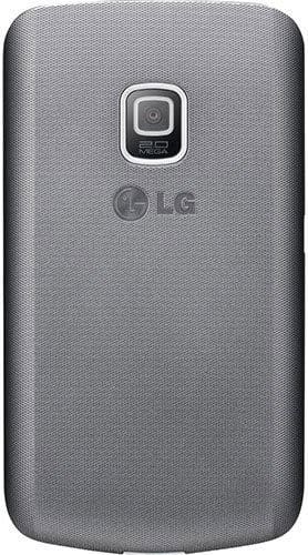 LG C195 phone, rear view, showing gray textured back with camera lens and LG logo
