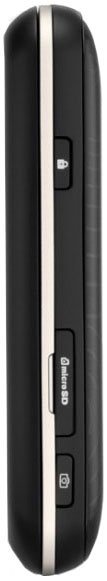 Side view of LG Cosmos Touch shows black body, silver stripe, and three side buttons: lock, Bluetooth, and camera.