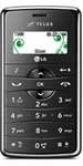 LG enV2 phone shown from front, displaying screen with green messaging icon and full QWERTY keyboard below