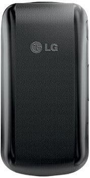 LG Envoy II closed flip phone, rear view, showing textured black exterior and LG logo