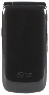 Front view of closed black LG Envoy flip phone with LG logo visible near the bottom.