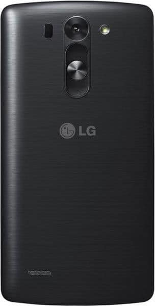 LG G3 Beat rear view, black phone with dual camera and LG logo visible