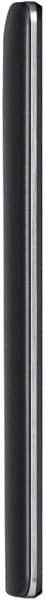 LG G3 smartphone, side view, showing thin black profile with curved edges and metallic accent stripe