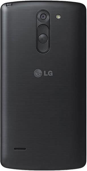 LG G3 Stylus rear view showing black back panel with dual camera setup and LG logo