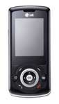 LG GB-130 mobile phone, front view, with black casing and circular navigation wheel below screen