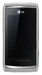 LG GC-990 mobile phone, front view, with silver frame and black screen