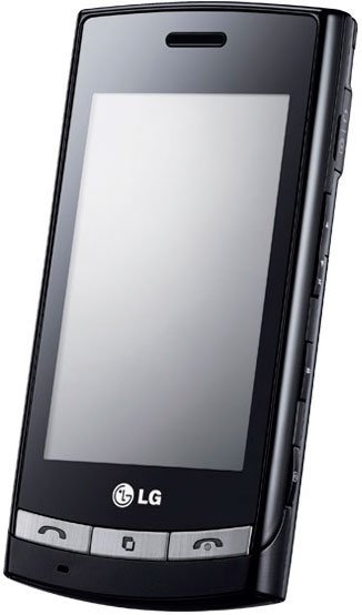 LG GT405 mobile phone, front view, with black body and touchscreen display