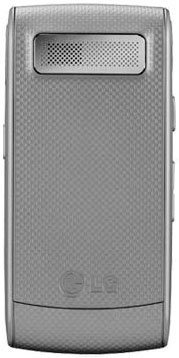 LG GU295 flip phone, front view, gray exterior with textured surface and speaker grille
