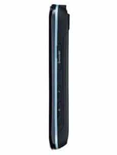 LG Eve GW620 side view showing slim, black design with silver trim and several buttons along the narrow profile.