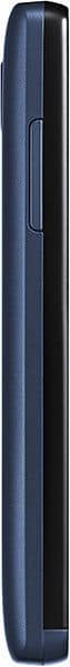 LG Joy phone, side view, showing dark blue casing with vertical details and antenna stripe