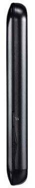 LG Shine Touch mobile phone, side view, showing black curved body with minimalist design