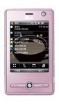 LG KS20 phone in pink, front view with screen displaying music player interface