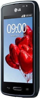 LG L50 smartphone displaying home screen with red balloons, front view