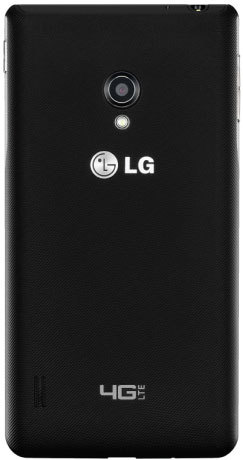 LG Lucid 2 smartphone rear view, black with textured back, camera and LG logo visible