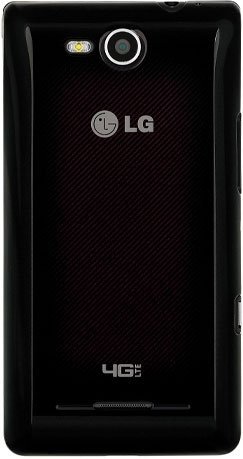 LG Lucid 4G smartphone, rear view, showing black textured back with camera and LG branding