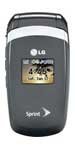 LG LX-160 flip phone, front view, closed position showing external display and silver trim
