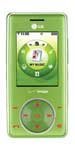LG Mint Chocolate phone, front view, green clamshell design with circular dial pad and small screen