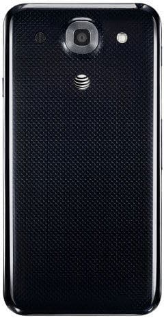 LG Optimus G Pro, rear view, black phone with textured back and camera lens
