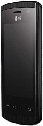LG Optimus L1 II smartphone, black front view with screen off showing LG logo and control buttons