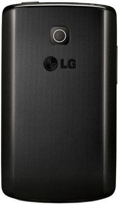 LG Optimus L1 II rear view, black phone with textured back and camera lens visible