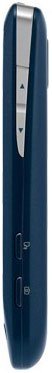 LG Optimus U rear view, dark blue phone with vertical button layout along spine