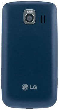 LG Optimus U rear view, dark blue phone with camera and speaker visible